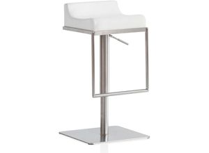 4251757722318 - Barhocker Weiß Kunstleder Edelstahl Quadratisch Höhenverstellbar 67 - 92 cm Design Barstuhl Gepolstert Bistrohocker Modern Thekenhocker Tresenstuhl