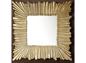 4251757722622 - Wandspiegel 75x75 cm Metall Design Hängespiegel Gold Aluminium Dekospiegel Quadratisch mit Rahmen Spiegel Wand Groß Flurspiegel