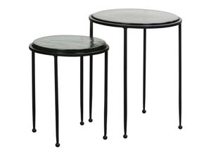 4251757723063 - Beistelltisch 2er Set Grün Schwarz Design Satztisch Glas Metall Rund Wohnzimmertisch Modern Ausgefallener Couchtisch Sofatisch 2-teilig abnehmbare