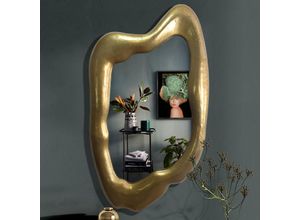 4251757723575 - Finebuy - Wandspiegel Asymmetrisch 100x57 cm Metall Design Hängespiegel Gold Aluminium Dekospiegel Unförmig mit Rahmen Spiegel Wand Groß