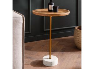 4251757726675 - Beistelltisch Anstelltisch Massivholz Marmor Ø 40 cm Wohnzimmertisch