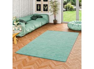 4251765600479 - - Baumwolle Natur Kelim Teppich Easy Türkis Meliert - 70x250 cm