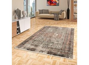 4251765604781 - - Designer Teppich Nia Vintage Anthrazit Orient Bordüre - 120x170 cm