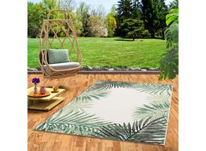 4251765605085 - - In- und Outdoor Teppich Flachgewebe Carpetto Grün Blätter Bordüre - 200x290 cm