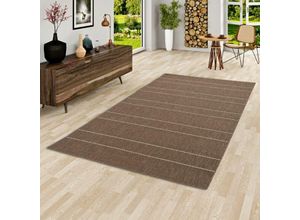 4251765605436 - - In- und Outdoor Teppich Flachgewebe Carpetto Braun Stripes - 120x170 cm