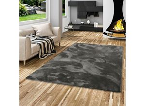 4251765607676 - - Luxus Hochflor Shaggy Teppich Velvet Anthrazit - 100x100 cm