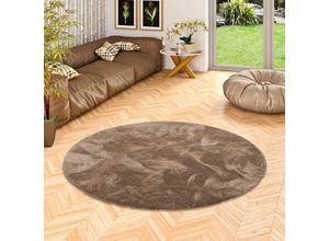 4251765609007 - - Luxus Hochflor Shaggy Teppich Velvet Braun Rund - 133 cm Rund