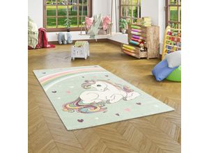 4251765610089 - - Kinder Teppich Maui Kids Einhorn Pastell Mintgrün - 200x290 cm