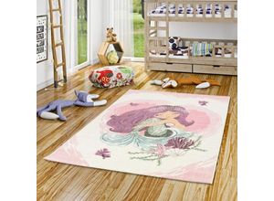 4251765610164 - - Kinder Teppich Maui Kids Meerjungfrau Pink Creme - 140x200 cm