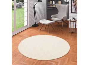 4251765610409 - Luxus Woll-Optik Berber Teppich Juna Beige Meliert Rund - 133 cm Rund