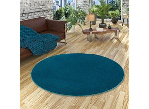 4251765615893 - - Hochflor Velours Teppich Luna Petrol Rund - 133 cm Rund