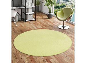 4251765615954 - - Hochflor Velours Teppich Luna Lindgrün Rund - 100 cm Rund