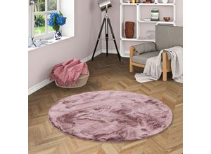 4251765617286 - Luxus Super Soft Fellteppich Plush Beere Meliert Rund - 160 cm Rund