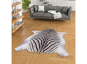 4251765617446 - - Kunstfaser Teppich Zebra Schwarz Weiss - 77x100 cm