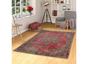 4251765620002 - - Designer Teppich Vintage Zoe Orient Klassik Rot Beige - 80x150 cm