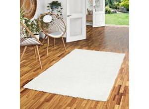 4251765620071 - - Hochflor Langflor Shaggy Teppich Glow Wollweiss mit Schimmer Effekt - 140x200 cm