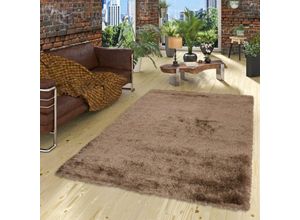 4251765620156 - - Hochflor Langflor Shaggy Teppich Glow Braun mit Schimmer Effekt - 80x150 cm