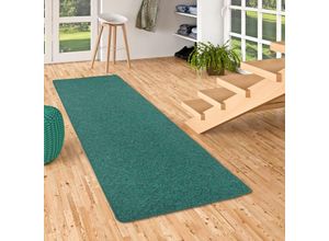 4251765620941 - - Feinschlingen Läufer Velour Teppich Strong Petrol - 100x300 cm