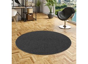 4251765623409 - - Feinschlingen Velour Teppich Strong Schwarz Grau Rund - 100 cm Rund