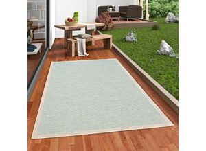 4251765635297 - - In & Outdoor Teppich Flachgewebe Ottawa Türkis Beige Bordüre - 120x170 cm