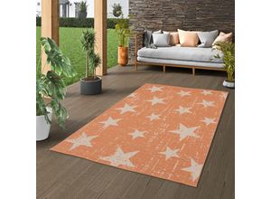 4251765636096 - - In & Outdoor Teppich Flachgewebe Marbella Orange Sterne - 80x150 cm