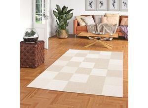 4251765636447 - - In & Outdoor Teppich Flachgewebe Marbella Beige Karo - 80x150 cm