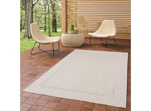 4251765636546 - - In & Outdoor Teppich Flachgewebe Natur Valencia Silber Bordüre - 80x150 cm