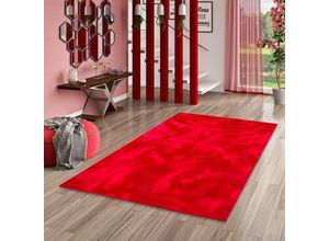 4251765637390 - - Luxus Super Soft Fellteppich Pearl Rot - 80x150 cm