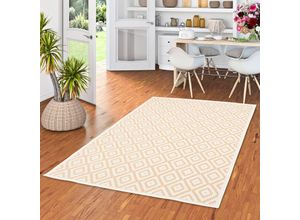 4251765637574 - - In & Outdoor Teppich Flachgewebe Natur Valencia Fliesenoptik Beige Creme - 160x230 cm