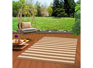 4251765637659 - - In & Outdoor Teppich Flachgewebe Natur Valencia Beige Braun Streifen - 120x170 cm