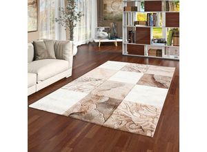 4251765639509 - - Designer Teppich Maui Karo Barock Beige Braun - 120x170 cm