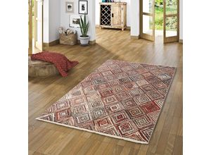 4251765640154 - - Designer Teppich Nia Vintage Bunt Rauten Modern - 140x200 cm