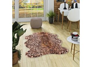 4251765640307 - - Luxus Super Soft Fellteppich Pearl Leopard Beige Braun Shape - 100x140 cm