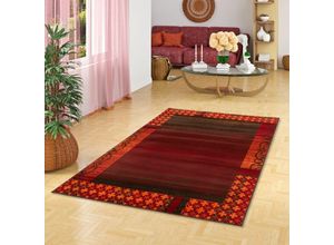 4251765642783 - - Designer Teppich Samba Modern Rot Orange Bordüre - 80x150 cm