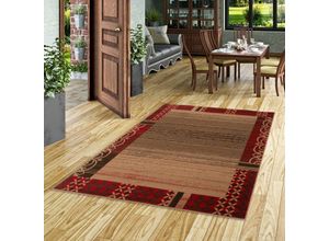 4251765642851 - - Designer Teppich Samba Modern Rot Beige Bordüre - 120x170 cm