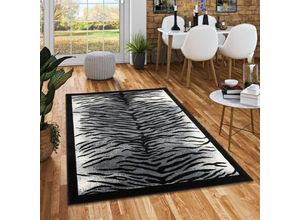 4251765643865 - - Designer Teppich Samba Modern Grau Schwarz Zebra - 120x170 cm