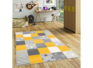 4251765644060 - - Kinder und Jugend Teppich Samba Gelb Grau Karo Sterne - 120x170 cm