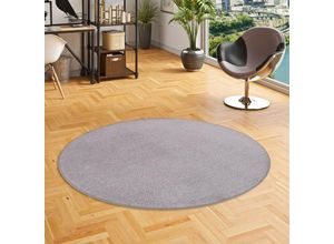 4251765645289 - - Trend Velours Teppich Joy Grau Rund - 160 cm Rund