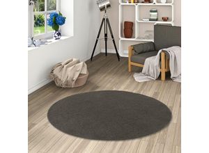 4251765646101 - - Trend Velours Teppich Joy Dunkelbraun Rund - 100 cm Rund