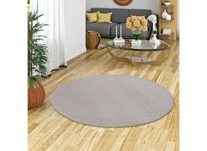 4251765646934 - Trend Velours Teppich Joy Hellgrau Rund - 133 cm Rund