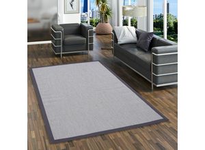 4251765651341 - - In & Outdoor Teppich Flachgewebe Madeira Grau Bordüre Anthrazit - 80x150 cm