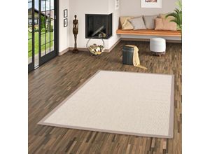 4251765651501 - - In & Outdoor Teppich Flachgewebe Madeira Creme Bordüre Taupe - 200x200 cm
