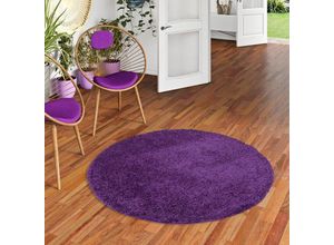 4251765652690 - - Hochflor Langflor Shaggy Teppich Fluffy Lila Rund - 120 cm Rund