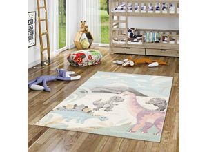 4251765653949 - - Kinder Teppich Maui Kids Dinowelt Pastell Bunt - 80x150 cm