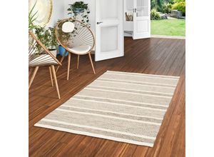 4251765658203 - - Natur Teppich Wolle Rana Wollweiss Grau Streifen - 60x90 cm