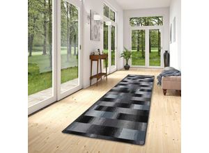 4251765659262 - - Designer Velours Läufer Teppich Mystic Karo Blau Grau - 80x160 cm 4251765659262 - - Designer Velours Läufer Teppich Mystic Karo Blau Grau - 80x160 cm