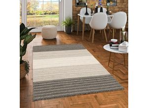 4251765659606 - - Natur Teppich Wolle Skandi Grau Creme Stripes - 60x90 cm