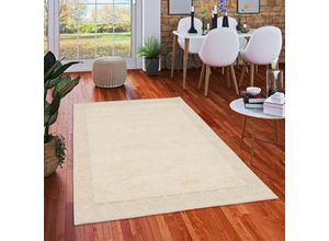 4251765660008 - - Natur Teppich Shaggy Wolle Linea Wollweiss Bordüre - 60x90 cm