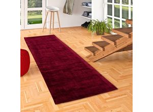 4251765661067 - Luxus Designer Teppich Läufer Roma Weinrot - 70x140 cm