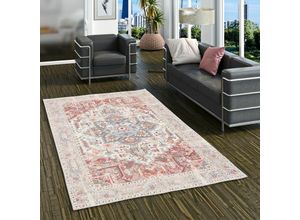 4251765661333 - - Vintage Designerteppich Finesse Orient Rot Creme Keshan - 140x200 cm